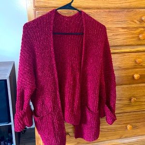 Red chunky cardigan